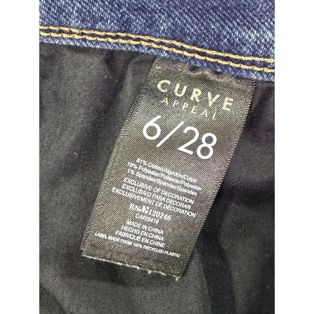 Curve Appeal Jeans Womens 6/28 Blue Dark Wash High Rise Minimalist Jegging